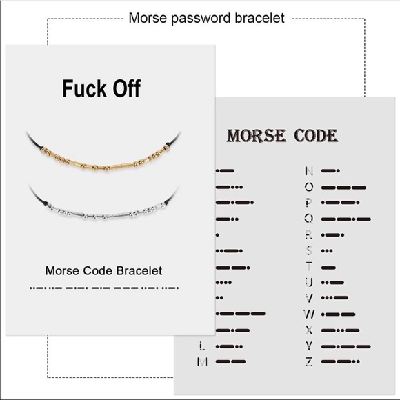 F—k off Morse code gold bracelet with gift box - Picture 3 of 7